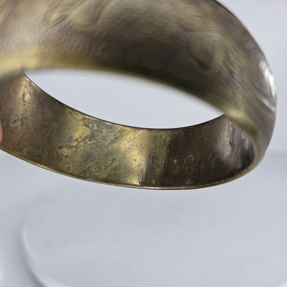 Art Nouveau Brass Bangle Bracelet Flowers Floral - Picture 7 of 8